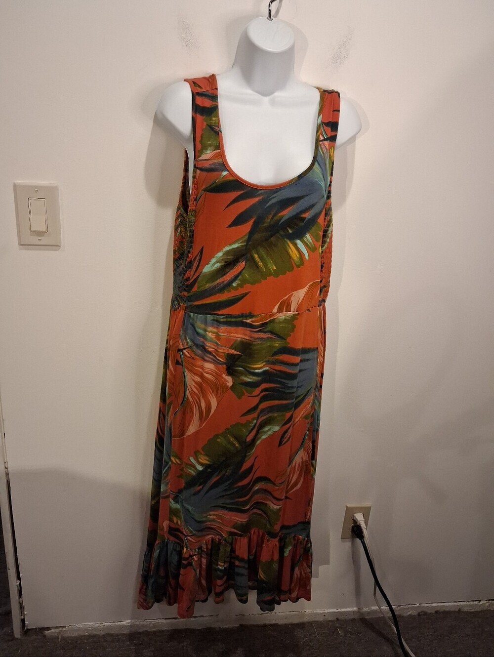 Soft Surroundings Size PL Tropical Fabiana Rust Resortwear Dress